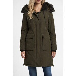 Sam Edelman Faux Fur Trim Hood, Parka Winter, Snow Jacket Olive Green Size XS